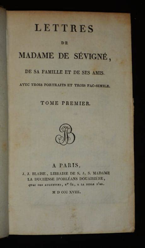 Sévigné Madame de Coulanges Philippe Emmanuel de Lettres de Madame d