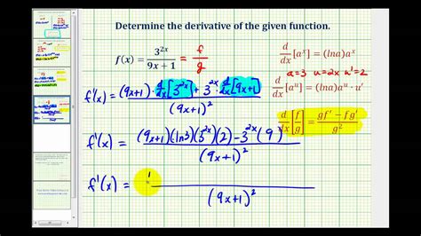 Ex 4 Derivatives Of Exponential Functions With The Quotient Rule Youtube