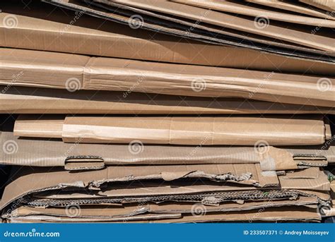 Flattened Cardboard Boxes Ready For Recycling Stock Image Image Of