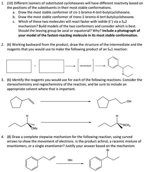 Solved Different Isomers Of Substituted Cyclohexanes Will Have