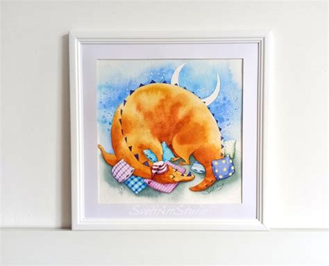 Sleeping Dragon Art Dragon Original Watercolor Art Fantasy - Etsy