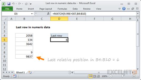 Last Row In Numeric Data Excel Formula Exceljet