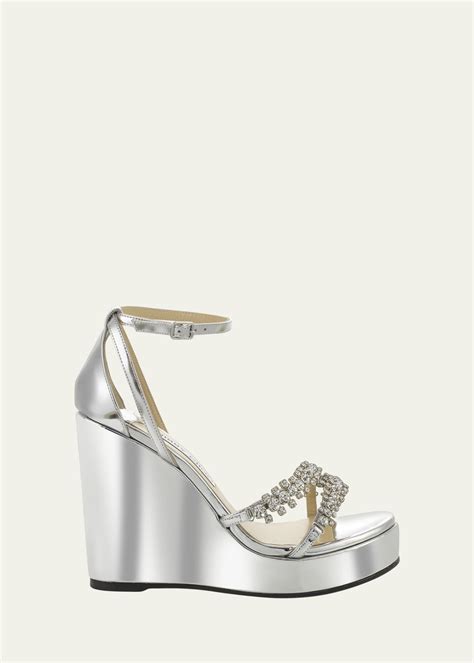 Jimmy Choo Bing Metallic Crystal Wedge Sandals Bergdorf Goodman