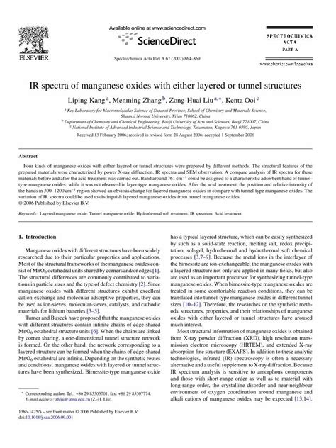 Pdf Ir Spectra Of Manganese Oxides With Either Layered Or Tunnel Structures Dokumentips