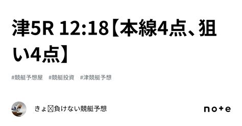 津5r 12 18【本線4点、狙い4点】｜きょ🛥負けない競艇予想