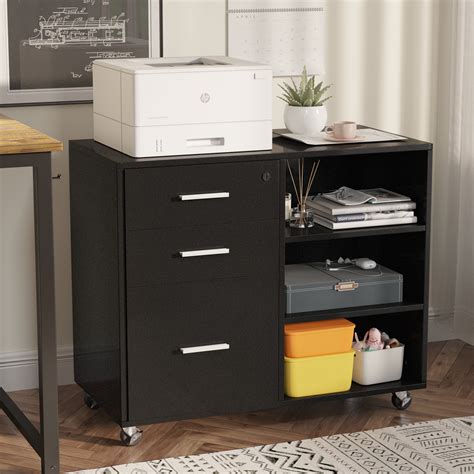 Furmax Drawer Wood File Cabinet Mobile Lateral Filing Cabinet