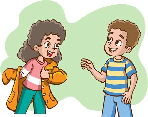 ilustración vectorial de dos niños hablando 12576682 Vector en Vecteezy