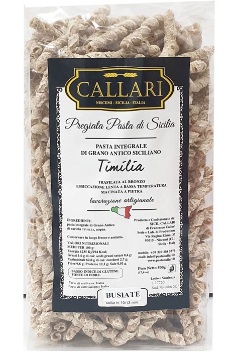 Busiate Di Grano Antico Integrale Timilia 500g Callari