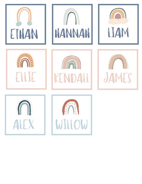 Classroom Rainbow Labels Editable On Canva Printables Etsy Canada Classroom Name Tags