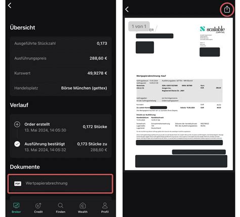 Wertpapierabrechnung Bei Scalable Capital App Web Aktiengram