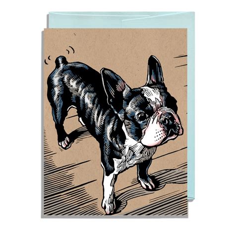 Boston Terrier Greeting Card With Envelope Etsy