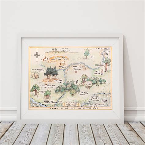 Acre Wood Map Sign Classic Winnie The Pooh Nursery Etsy