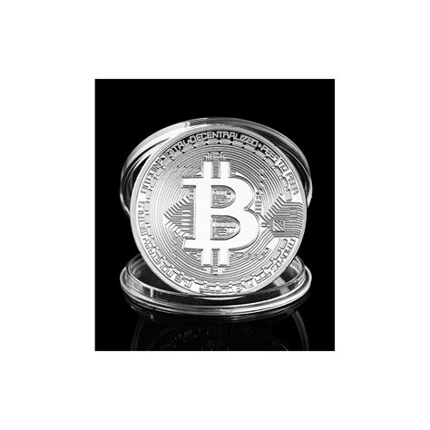 Moeda Bitcoin Cor Prata Na Caixa Wood Tools Deco