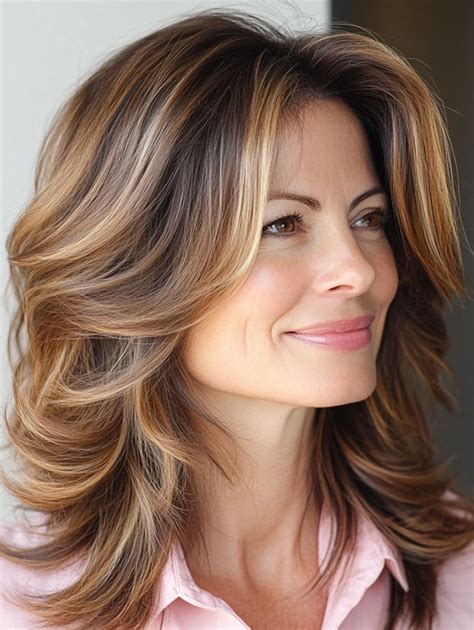 30 Fresh And Youthful Hairstyles Over 50 Layered Waves With Caramel Lowlights