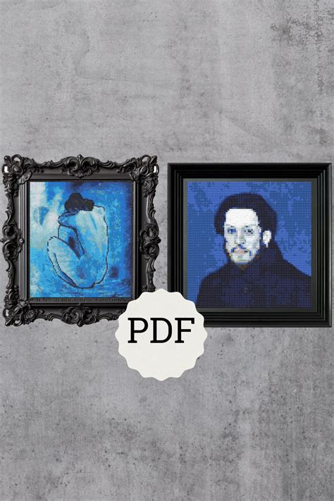 PICASSO Cross Stitch Pattern PDF Blue Nude And Picasso Self Portrait Cross Stitch Chart Pablo