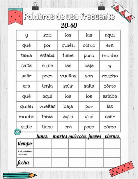 Palabras De Uso Frecuente Bilingual Marketplace High Frequency Words Spanish Lessons For