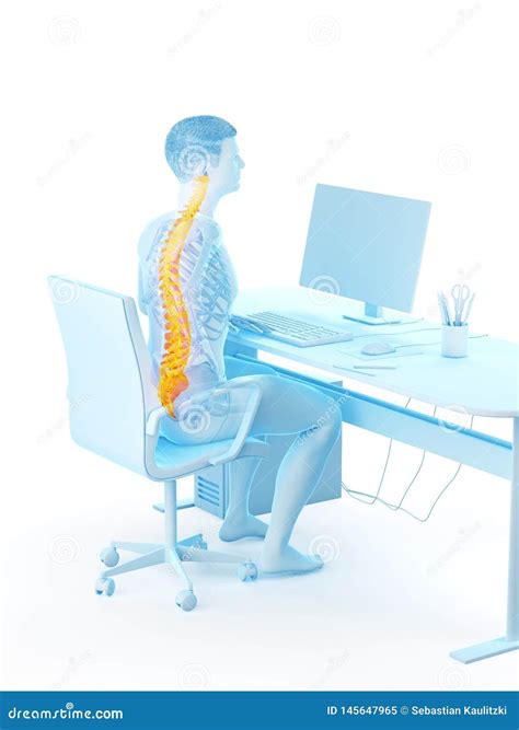 An Office Workers Painful Back Stock Illustration - Illustration of