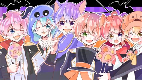 「ハロウィン すとぷりギャラリー なーくん ジェルくん さとみくん」 ロビンのイラスト