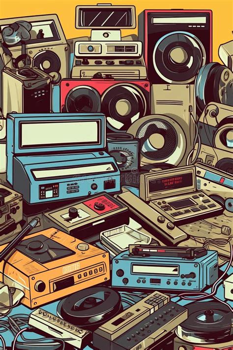A Vector Collage Poster Of Retro Objects Such As Cassette Tapes Floppy