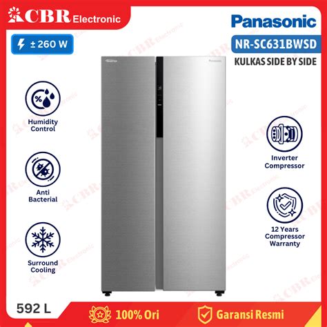 Jual Kulkas PANASONIC Side By Side 2 Pintu NR SC631BWSD Inverter 592