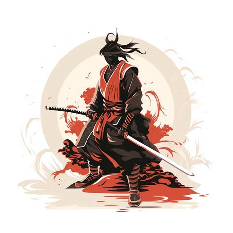 Samurai Krieger Japan Vektor Illustration Kultur Katana Japanische