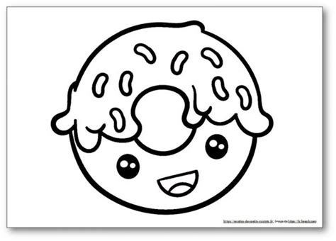 Coloriage d un donut kawaii avec modèle à imprimer gratuitement