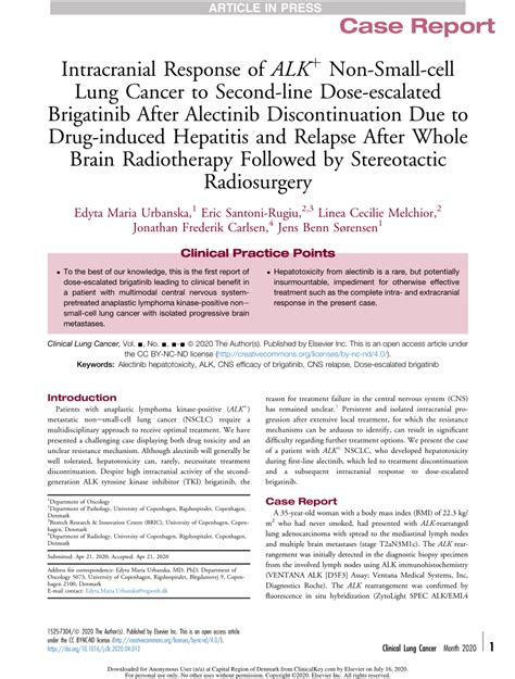 PDF Intracranial Response Of ALK Positive Non Small Cell Lung Cancer