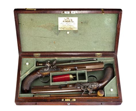 A Cased Pair Of English Flintlock Duelling Pistols By John Manton And Son