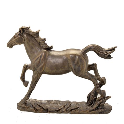 Escultura Decorativa Cavalo Em Resina Bronze Cm Paris Luz Loja