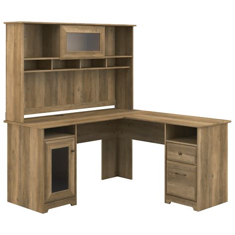 Bush Furniture Cabot W L Shaped Computer Desk With Hutch In Reclaimed