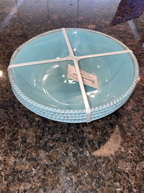 Pc Tommy Bahama Melamine Bowls Aquamarine Blue Rope Border Salad