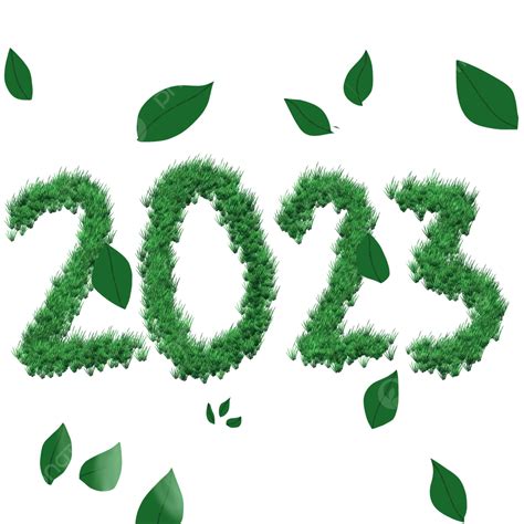 Happy New Year Green Leave New Year Natural Png