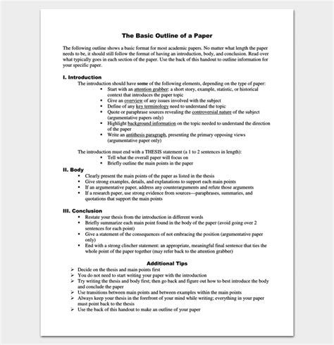 Research Outline Template 8 For Word Doc And Pdf Format