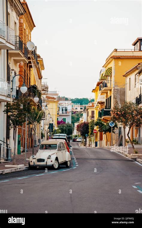 Typical Italian Street With Old Car In Scauri Italy Stock Photo Alamy