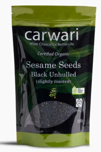 Carwari Certified Organic Sesame Seeds Black Unhulled G