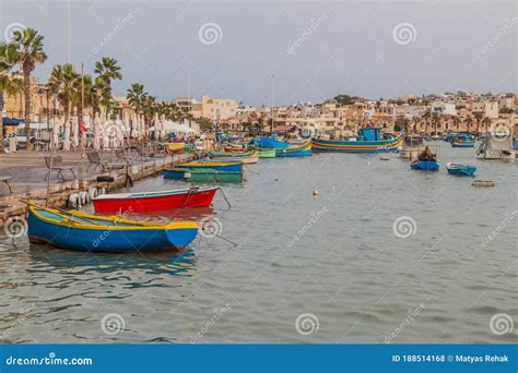 Marsaxlokk Malta November Fishing Boats In The Harbor Of