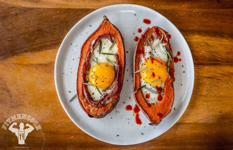 Bacon And Egg Stuffed Sweet Potato Fit Men Cook