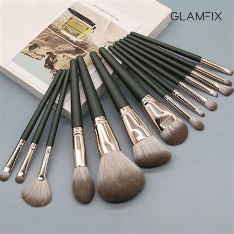 Jual GLAMFIX Green Jade Makeup Brushes Eyeshadow Kuas Makeup Set 14pcs