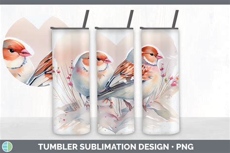 Valentines Snow Bunting Bird Tumbler Sublimation Bundle By Enliven