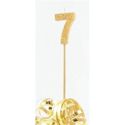 Gold Glitter Number 7 Tall Stick Cake Candle Shop 10000 Party