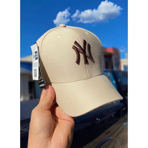 Bone Aba Curva NY New York New Era Bege Marrom Masculino Ou Femenino