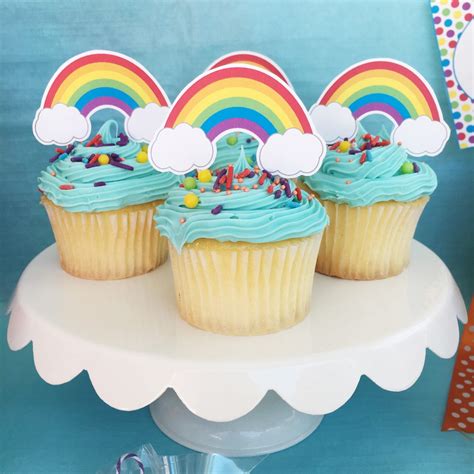 Printable Rainbow Cupcake Toppers Cupcake Toppers For Rainbow Party