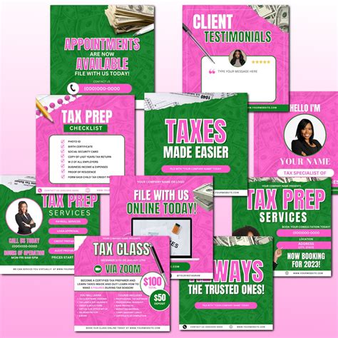 Tax Prep Flyer Bundle Template Editable Tax Specialist Flyer Etsy