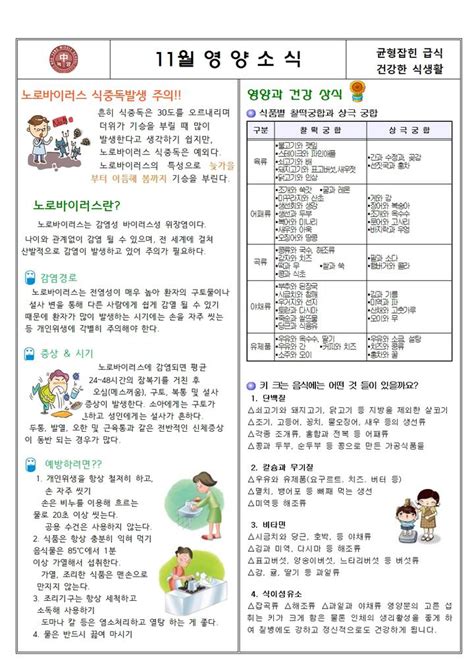 녹양중학교 가정통신문 2023 135 11월 급식 안내