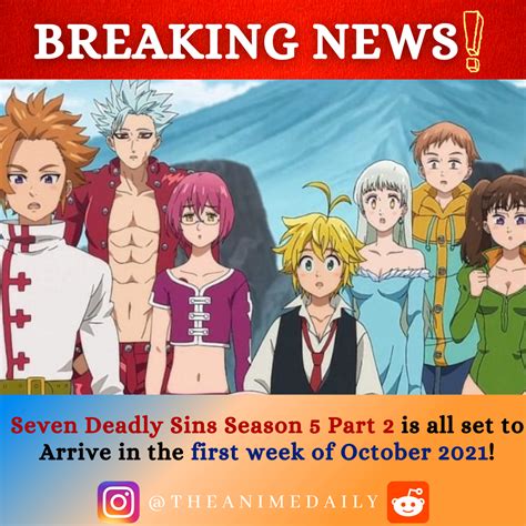 Seven Deadly Sins Season 5 Part 2 Is Ready To Air In October 2021 😍😍