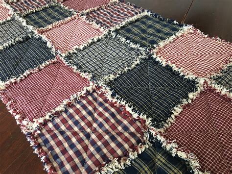 Homespun Rag Table Runner Primitive Rustic Country Patriotic Etsy