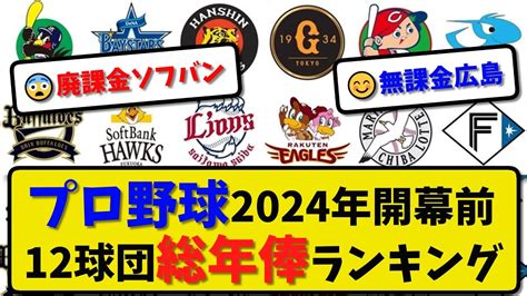 【ランキング】プロ野球12球団総年俸ランキング2024年開幕前【最新・まとめ・反応集・なんj・2ch】 Youtube