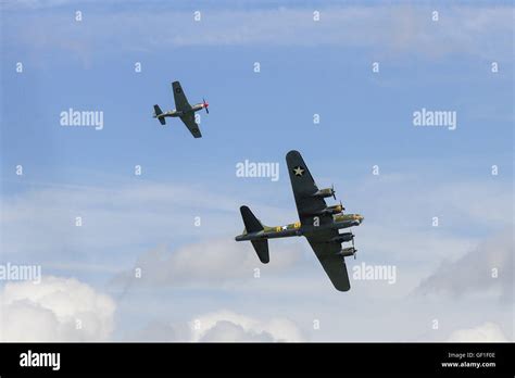 B G Flying Fortreess Sally B Withe P Mustang Escort At Raf