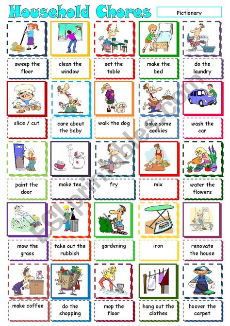 Household Chores Esl Worksheet By Krümel