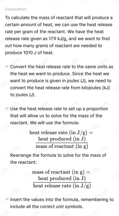 Solved A Certain Chemical Reaction Releases Kj G Of Heat For Each